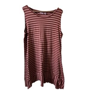 LOGO Lori Goldstein XL Striped Tank Top Tunic Lagenlook Layering Casual